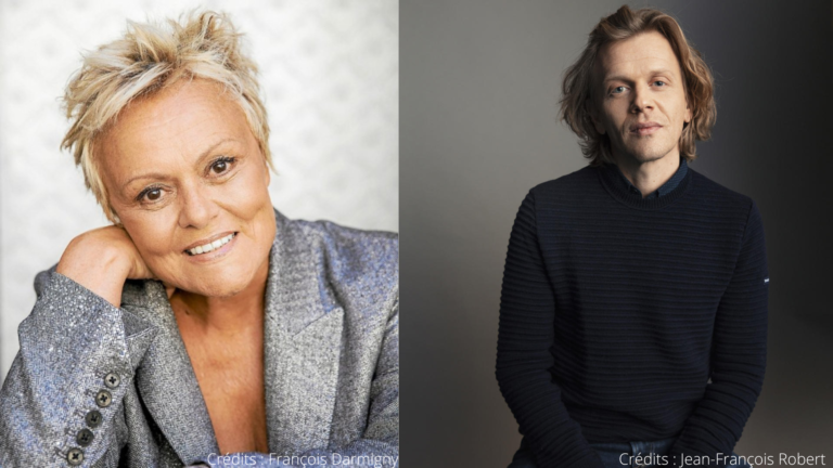 Alex Lutz, lauréat du Grand prix Raymond Devos de la langue française 2022 et Muriel Robin, Grand prix du centième anniversaire de la naissance de Raymond Devos